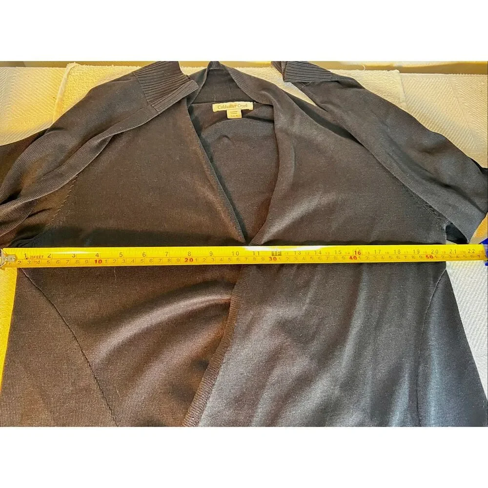 Coldwater Creek Women’s Black Knit Silk Open Cardigan Sweater Size Small 4-6